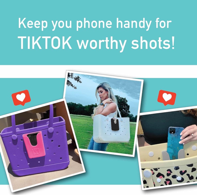 Tributary Brands - Purple Phone Holder for Bogg Bag and Simple Modern Bag - Made of Silicone and Fits All Phone Sizes - Image 3